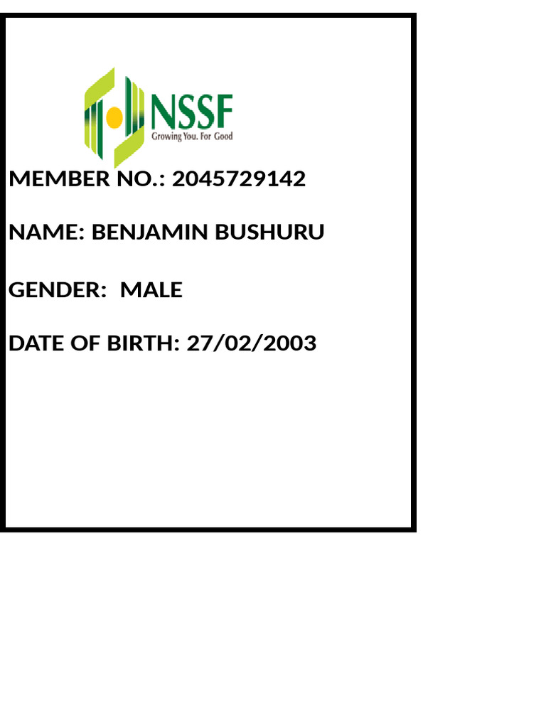 NSSF Card Sample Word | PDF