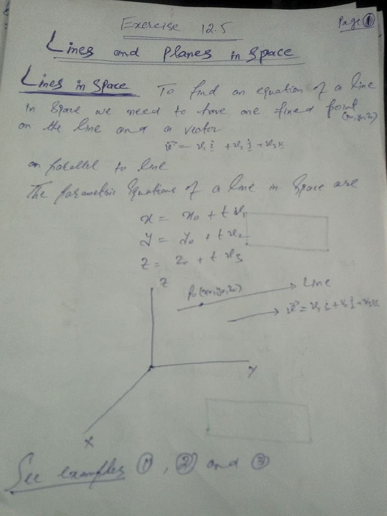 Exercise-12.5 - (Lines and Planes) Complete | PDF