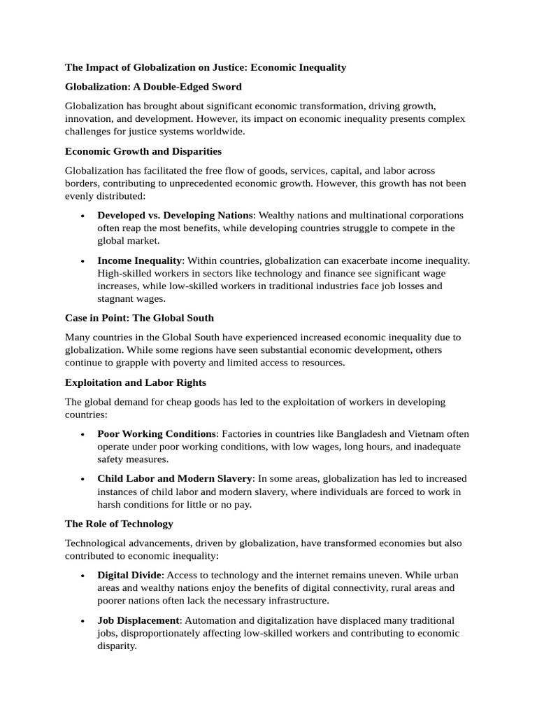 Globalization's Role in Economic Inequality | PDF | Poverty ...