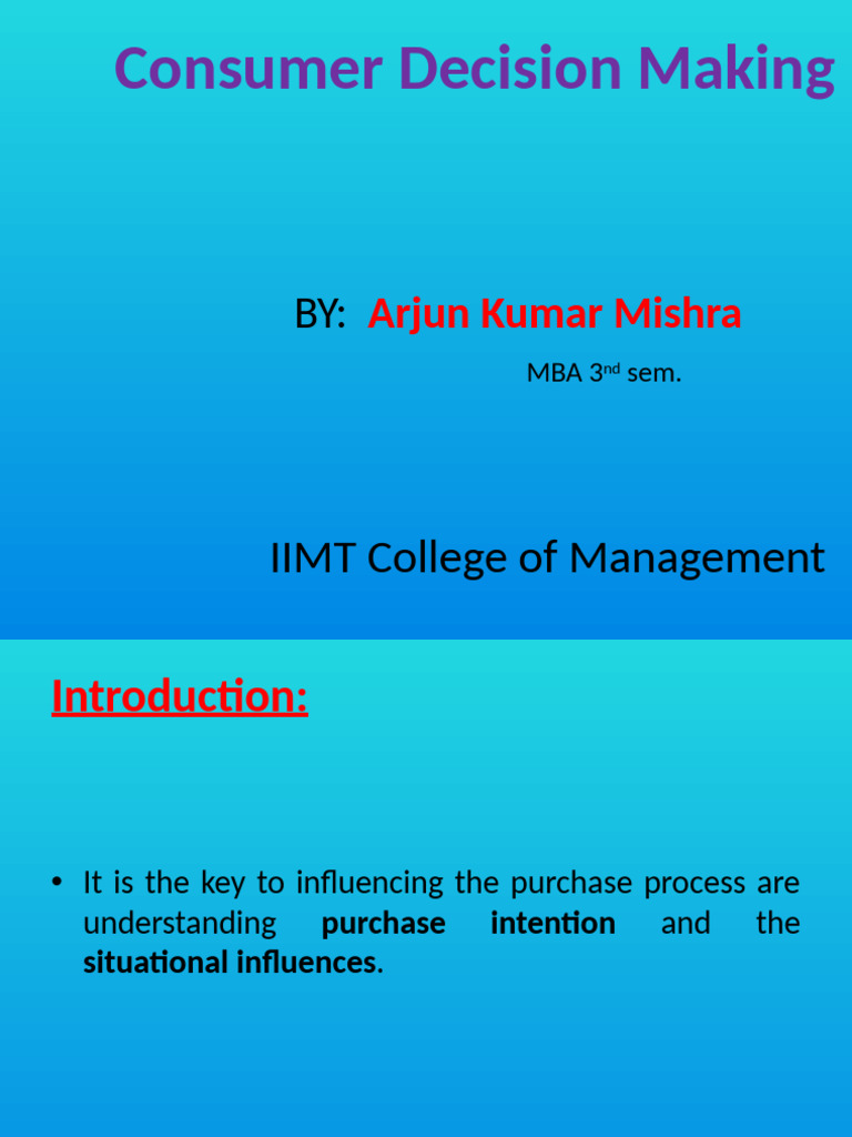 Consumer Decision Making Process Explained | PDF
