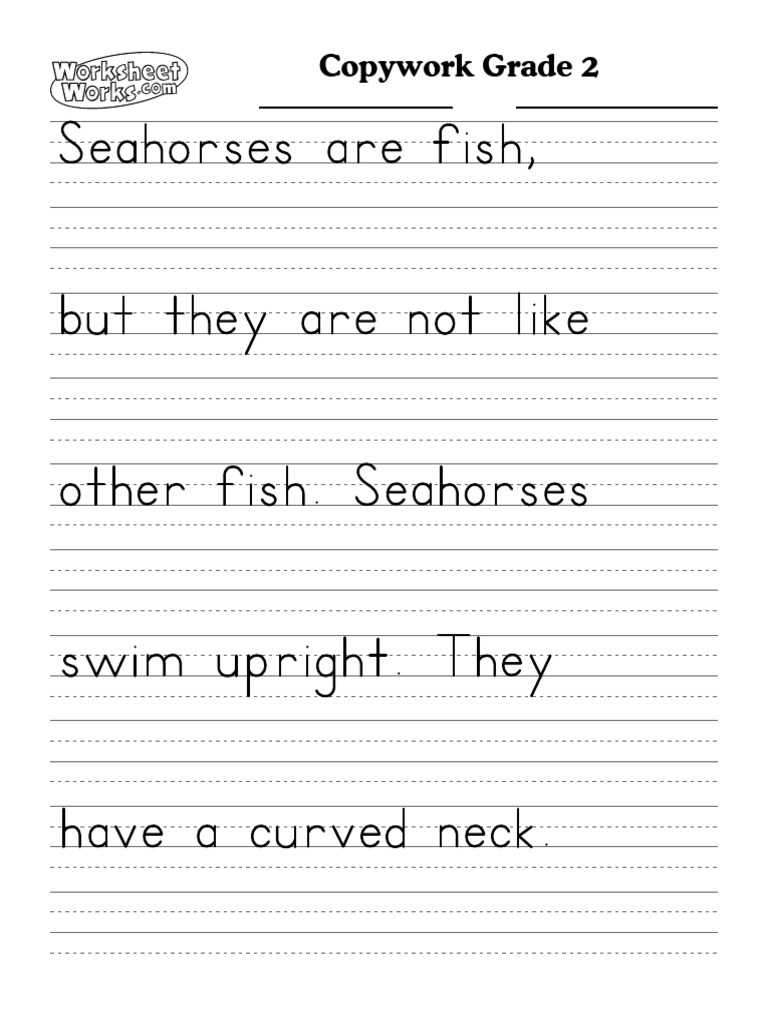 Grade 2 Copywork Worksheet | PDF