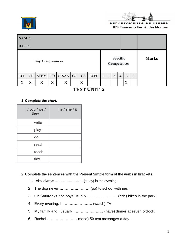 Present Simple Verb Practice Worksheet | PDF | Linguistic Typology ...