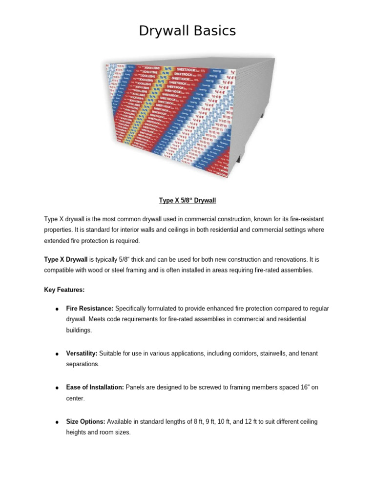 Type X vs Lightweight Drywall Guide | PDF