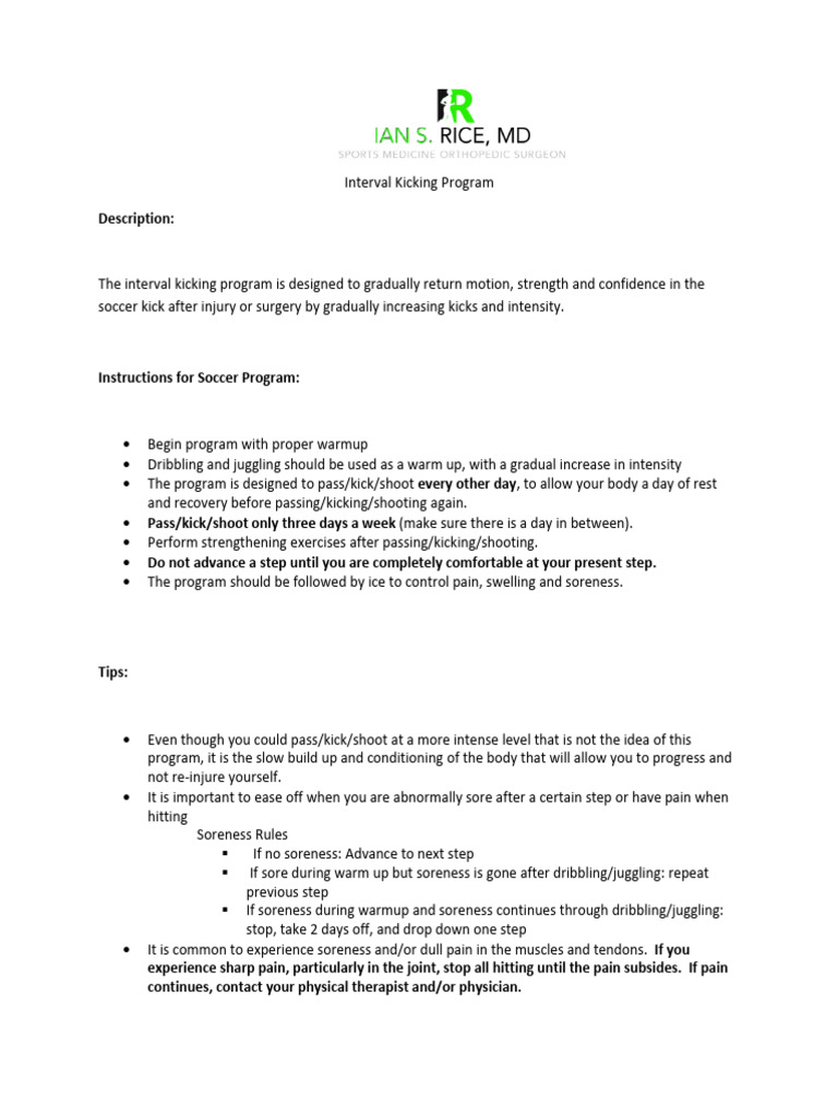 Soccer Kick Recovery Interval Program | PDF | Pain | Diseases And Disorders