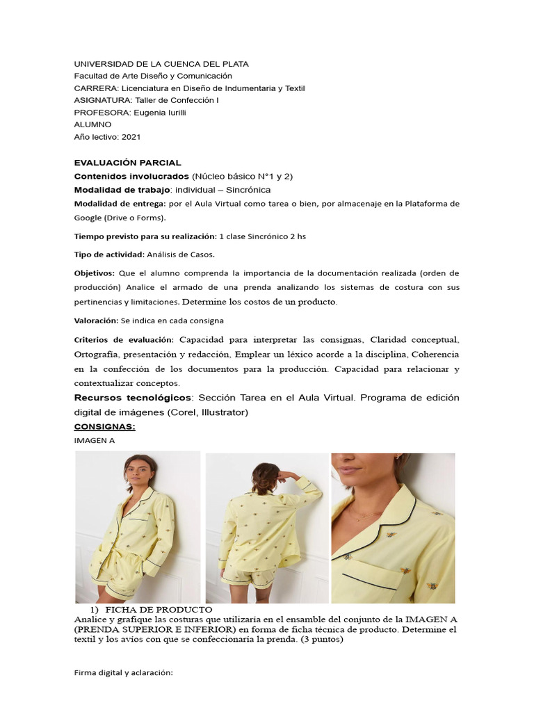 Parcial Taller de Confeccion I 2021 | PDF | Diseño de moda