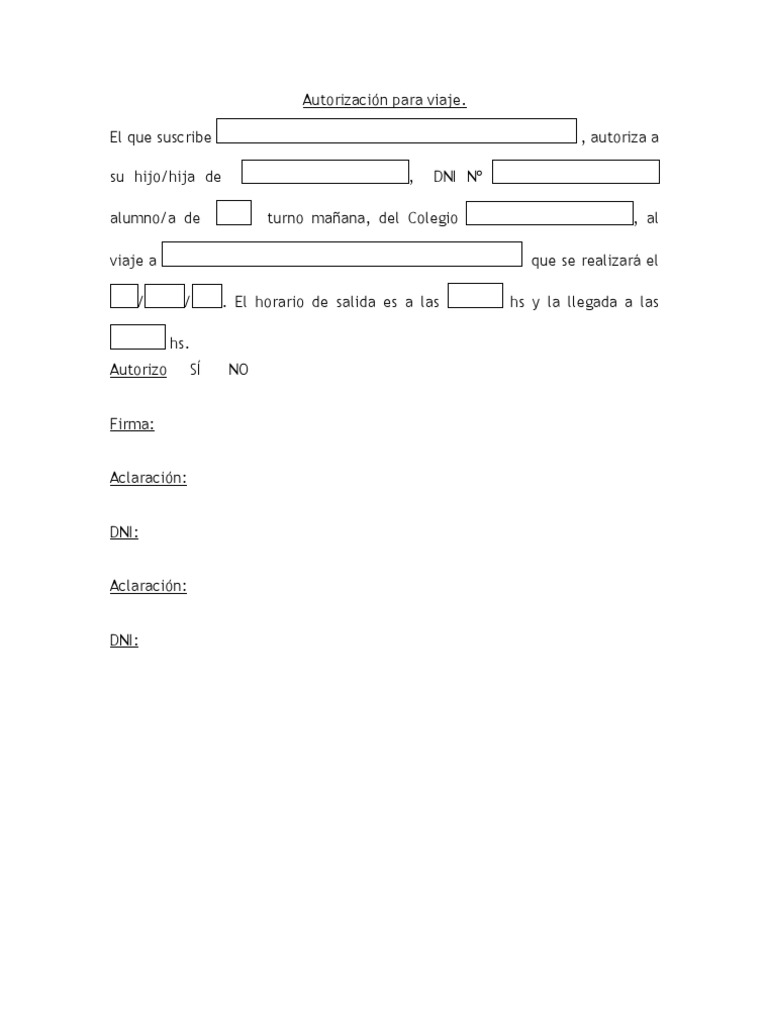Autorización para Viaje PDF
