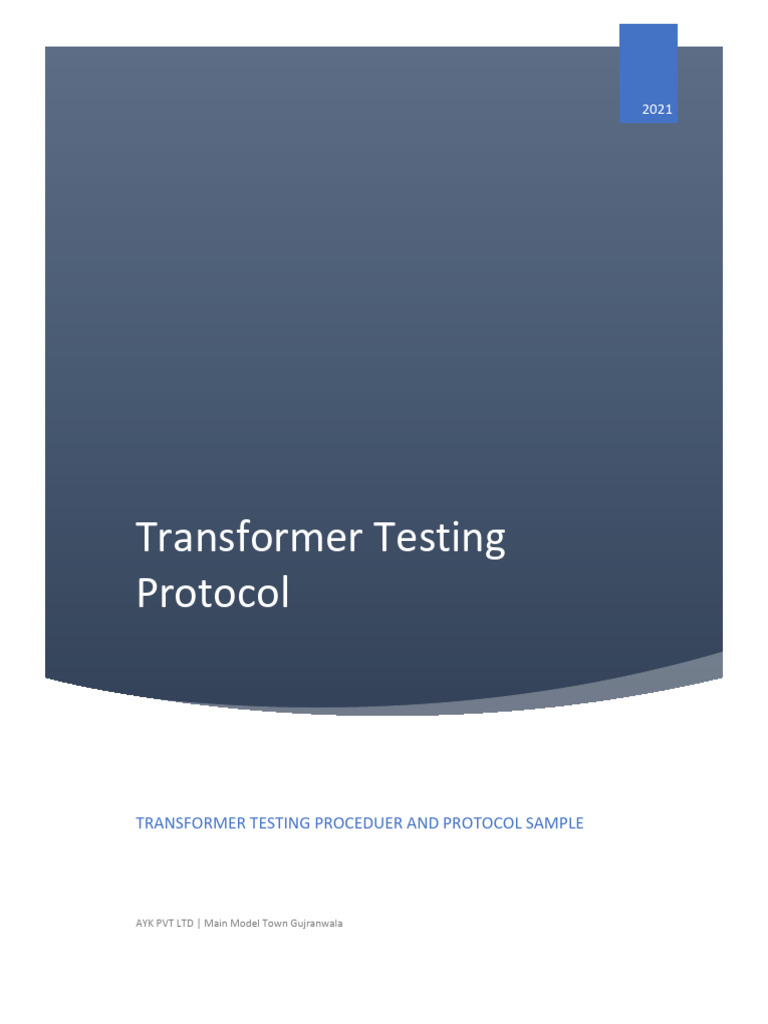 Transformer Testing Protocol Guide | PDF | Transformer | Electrical ...