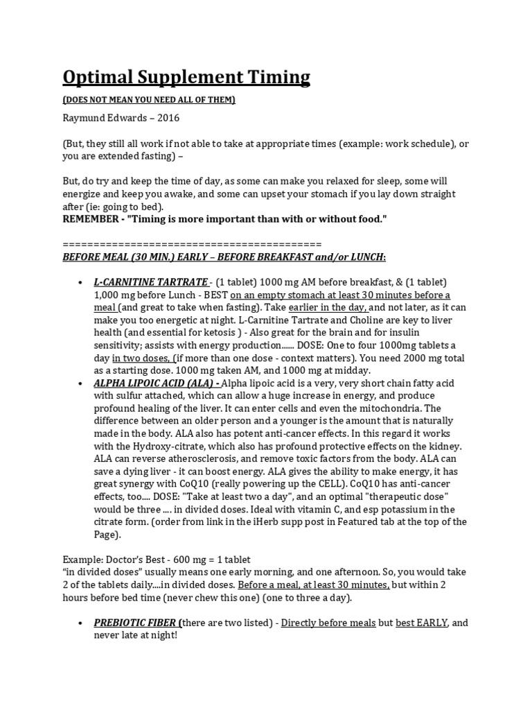 Supplement Timing Strategies | PDF | Docosahexaenoic Acid