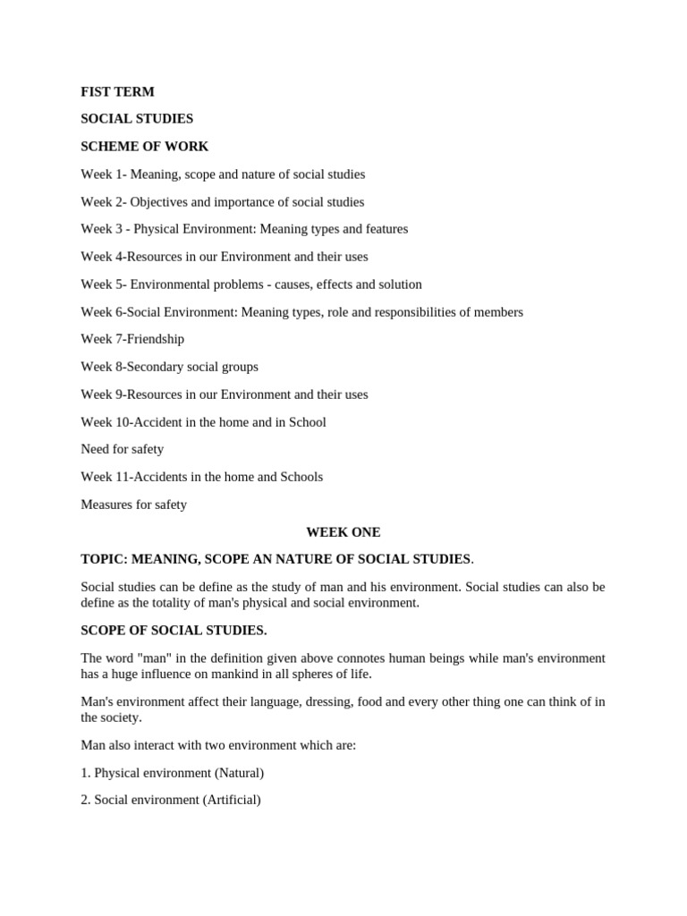 Social studies JSS1 Scheme | PDF | Socialization | Earth