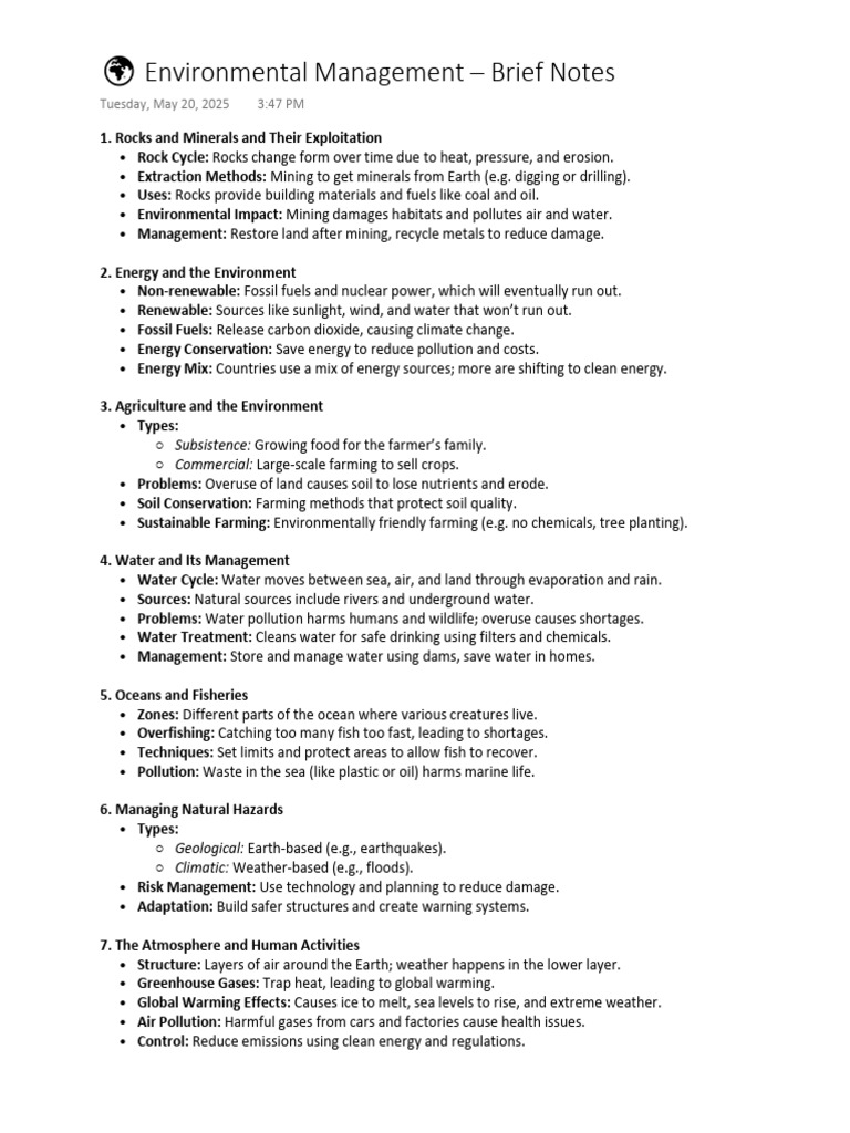 Environmental Management Overview | PDF | Water | Climate Change