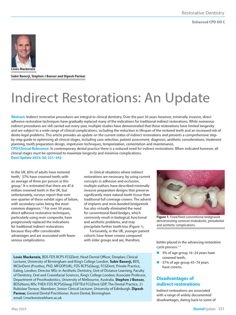 Indirect Restorations: Current Insights | PDF | Dental Composite ...