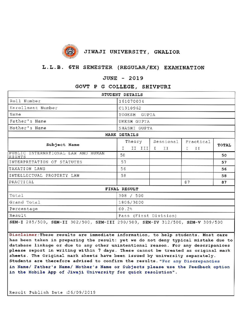 BSC Marksheet | PDF