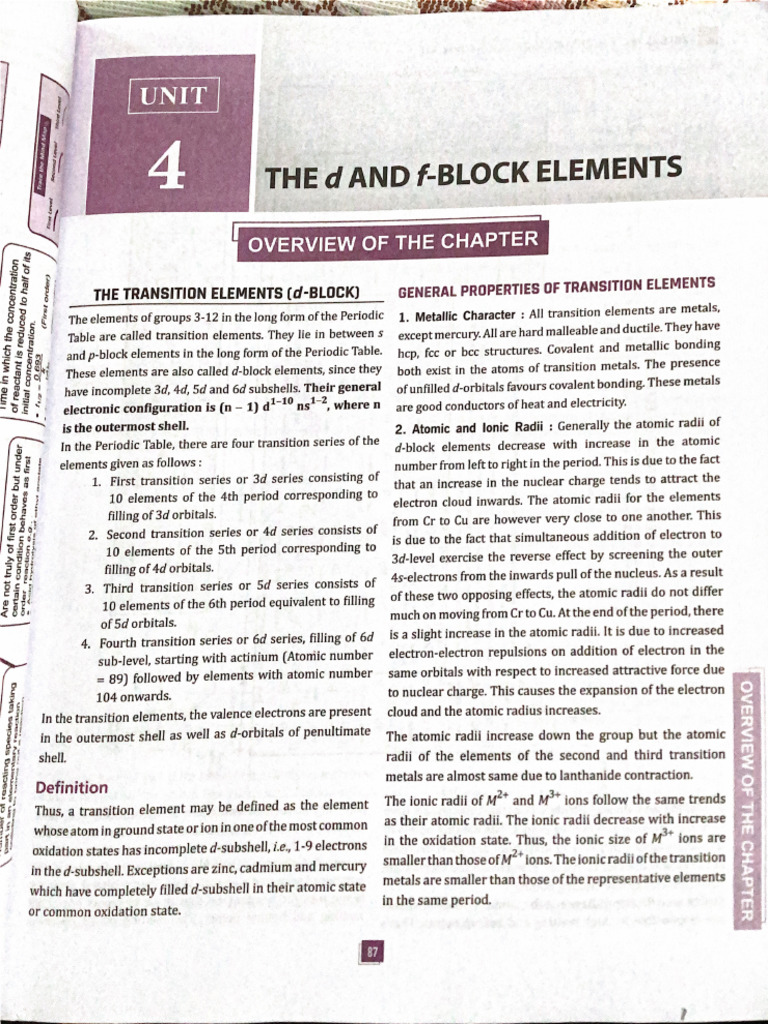 D Block Elements | PDF