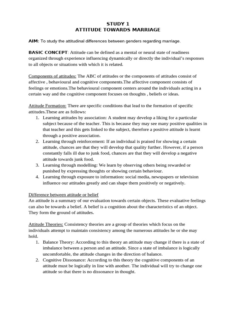 Gender Differences in Marriage Attitudes | PDF | Attitude (Psychology ...