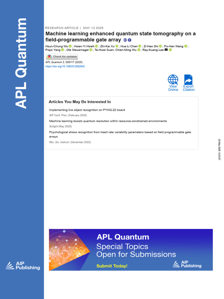 Machine Learning Enhanced Quantum State Tomography On A | PDF | Field ...