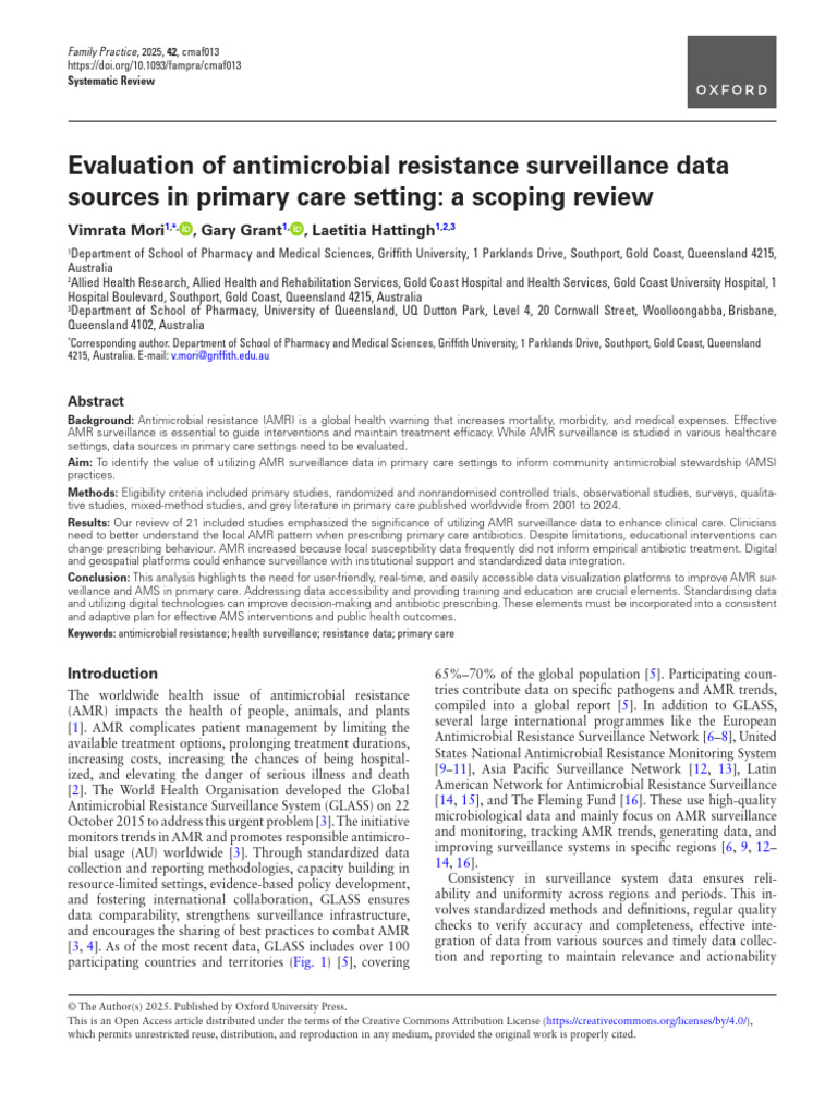AMR Surveillance in Primary Care Review | PDF | Antimicrobial ...