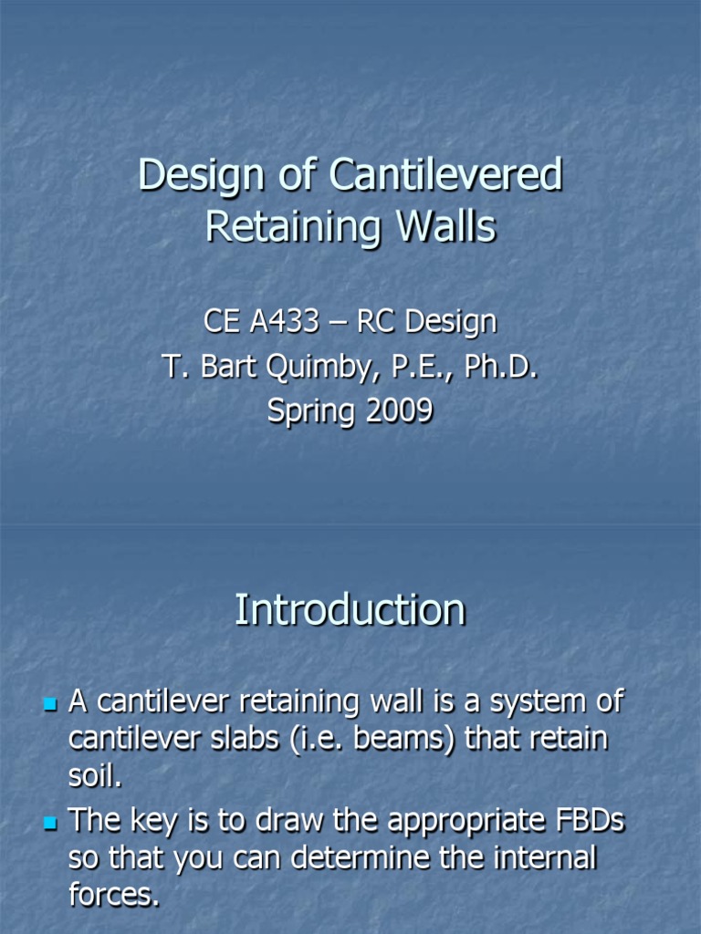Cantilever Retaining Wall Design Guide | PDF