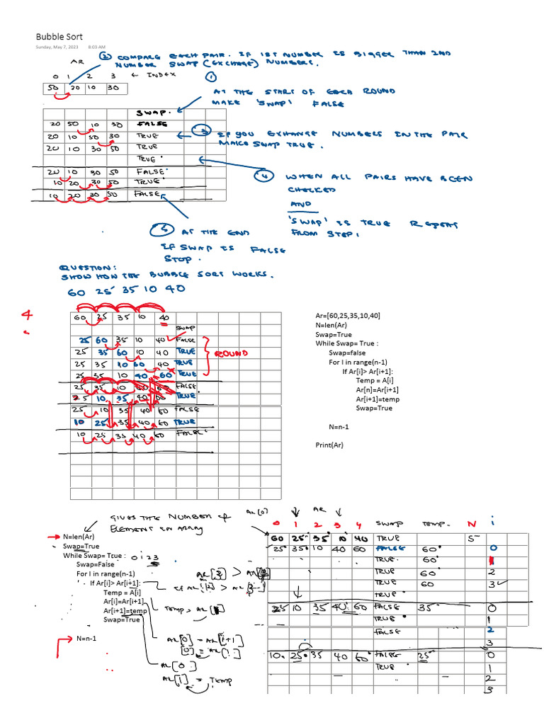Bubble Sort Algorithm OL | PDF image.