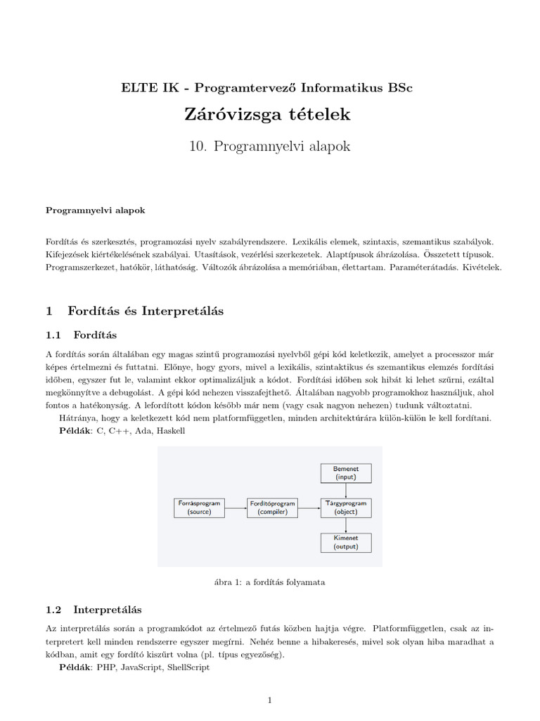 Programnyelvi Alapok | PDF