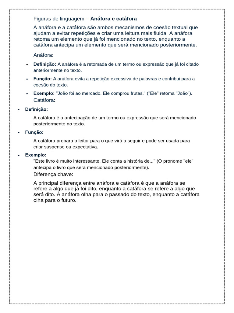 Anáfora e Catáfora: Definições e Exemplos | PDF