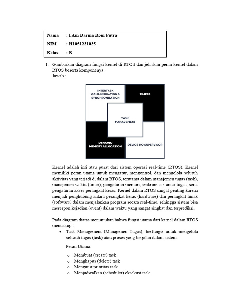 Fungsi Kernel dan Manajemen Tugas di RTOS | PDF
