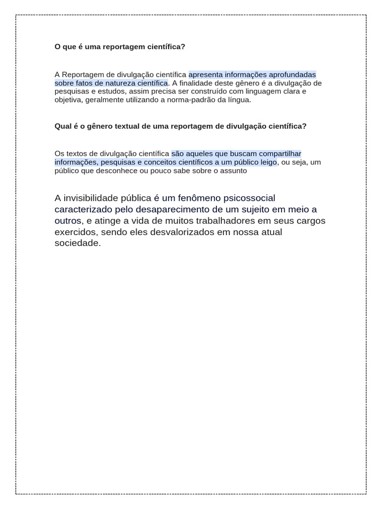 Reportagem Científica: Definição e Importância | PDF