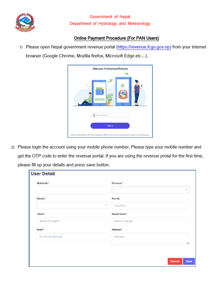 Nepal Online Payment Guide for PAN Users | PDF