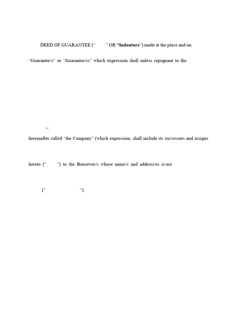 Deed of Guarantee Revised As Per FPC | PDF | Guarantee | Indemnity