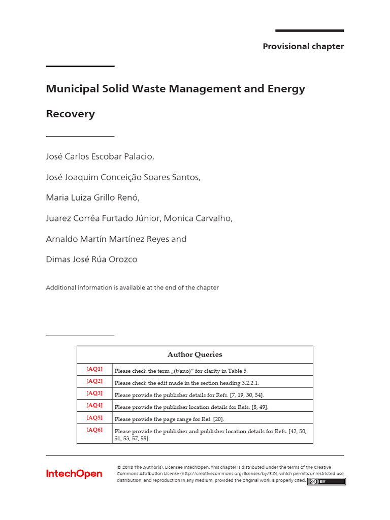 Municipal Solid Waste Management and Energy Recovery | PDF | Municipal ...
