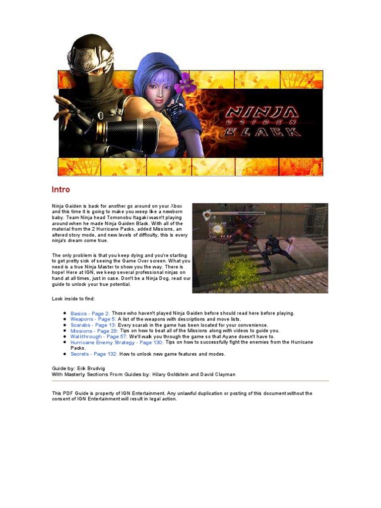 Ninja Gaiden Black Guide PDF Leisure Armed Conflict