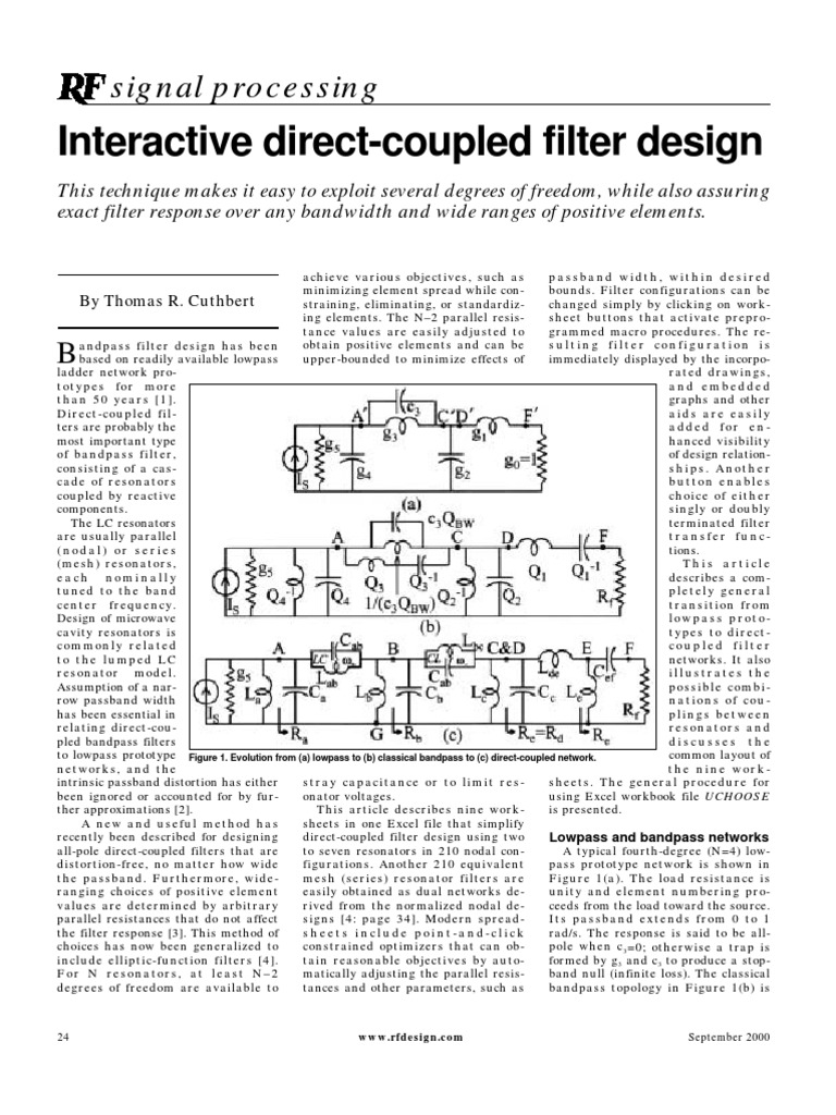 Direct-Coupled RF Filter Design | PDF | Low Pass Filter | Electronic Filter