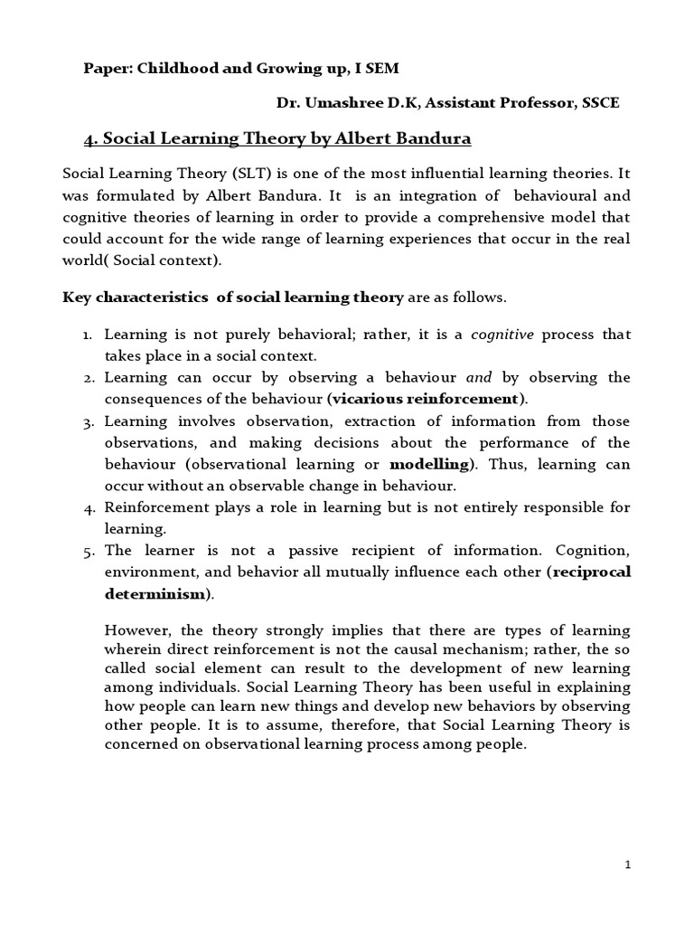 Understanding Bandura's Social Learning Theory | PDF | Learning ...