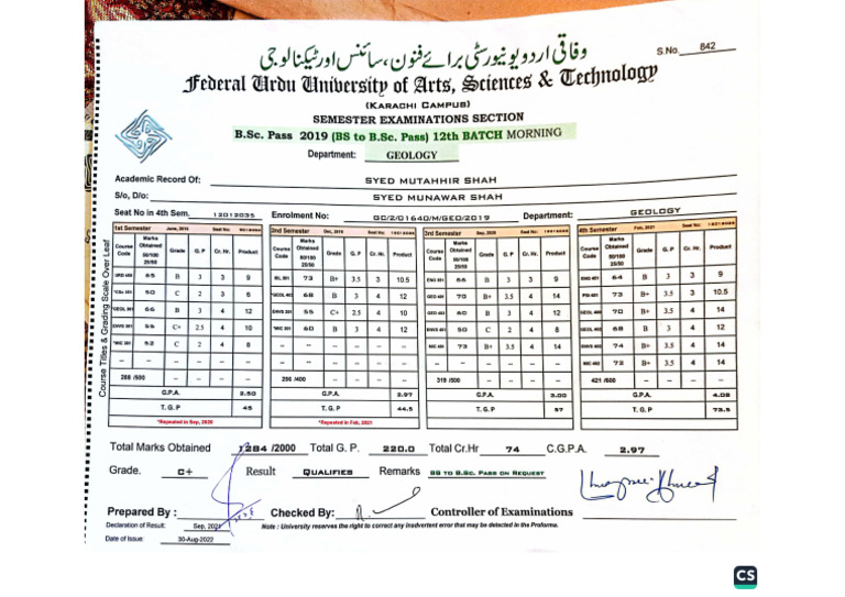 BSC MarkSheet | PDF