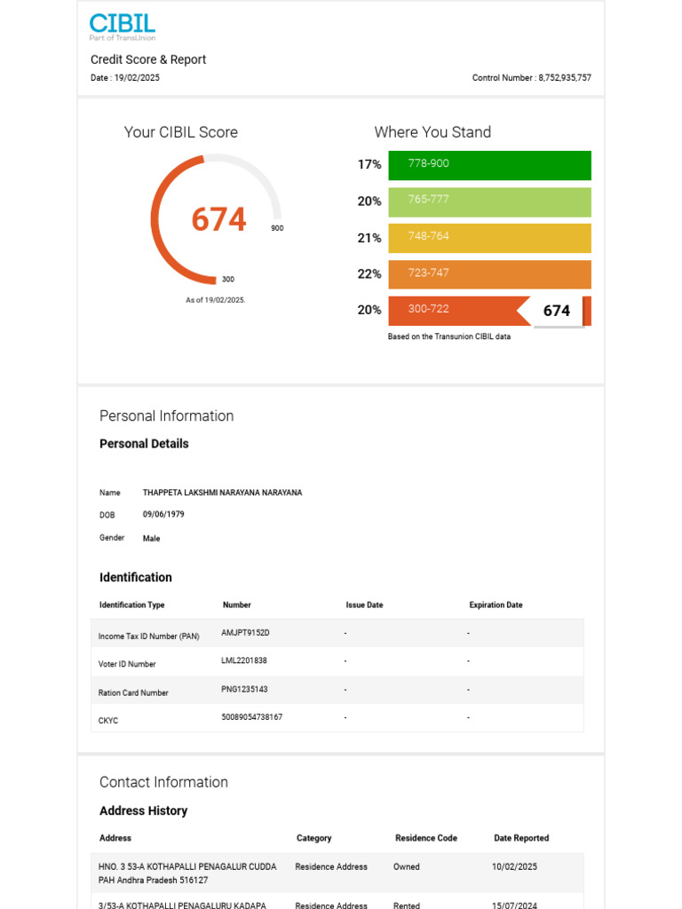 Credit Score Report Summary 2025 | PDF | Credit | Finance & Money ...