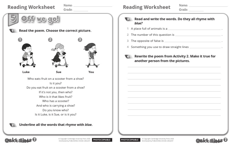 Rhyming Poem Reading Worksheet | PDF | Poetry