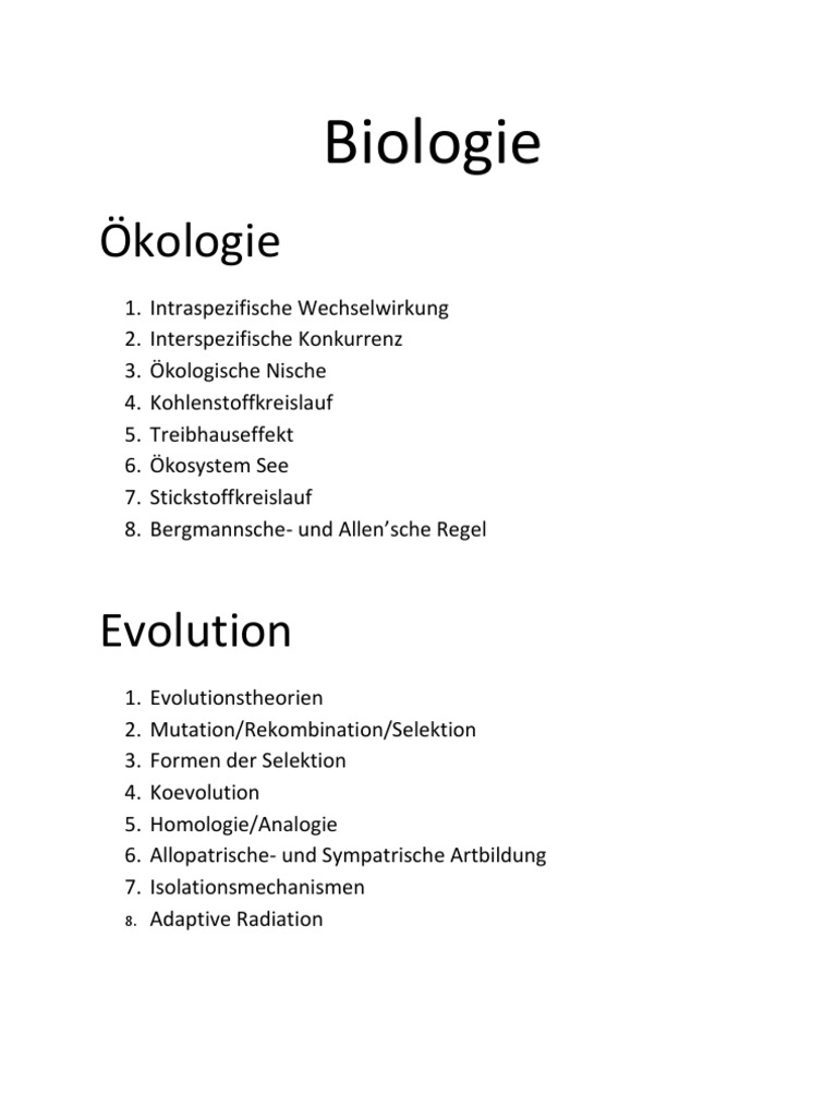 Biologie Zusammenfassung