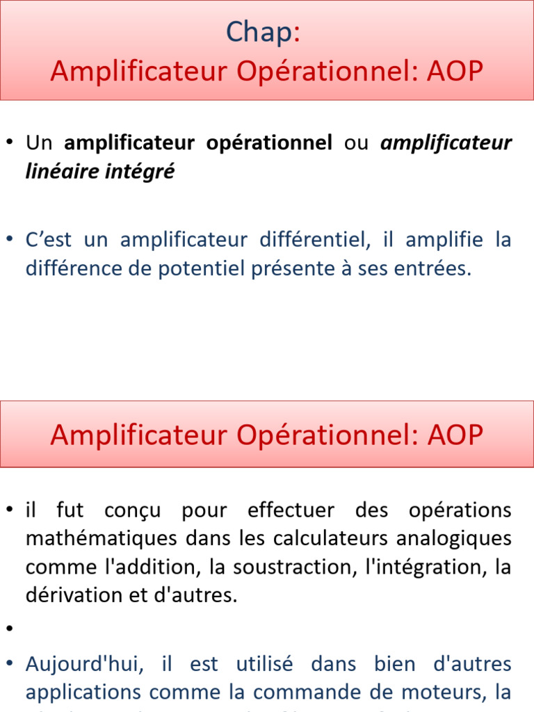 Amplificateur Opérationnel et AOP Différentiel | PDF | Amplificateur ...