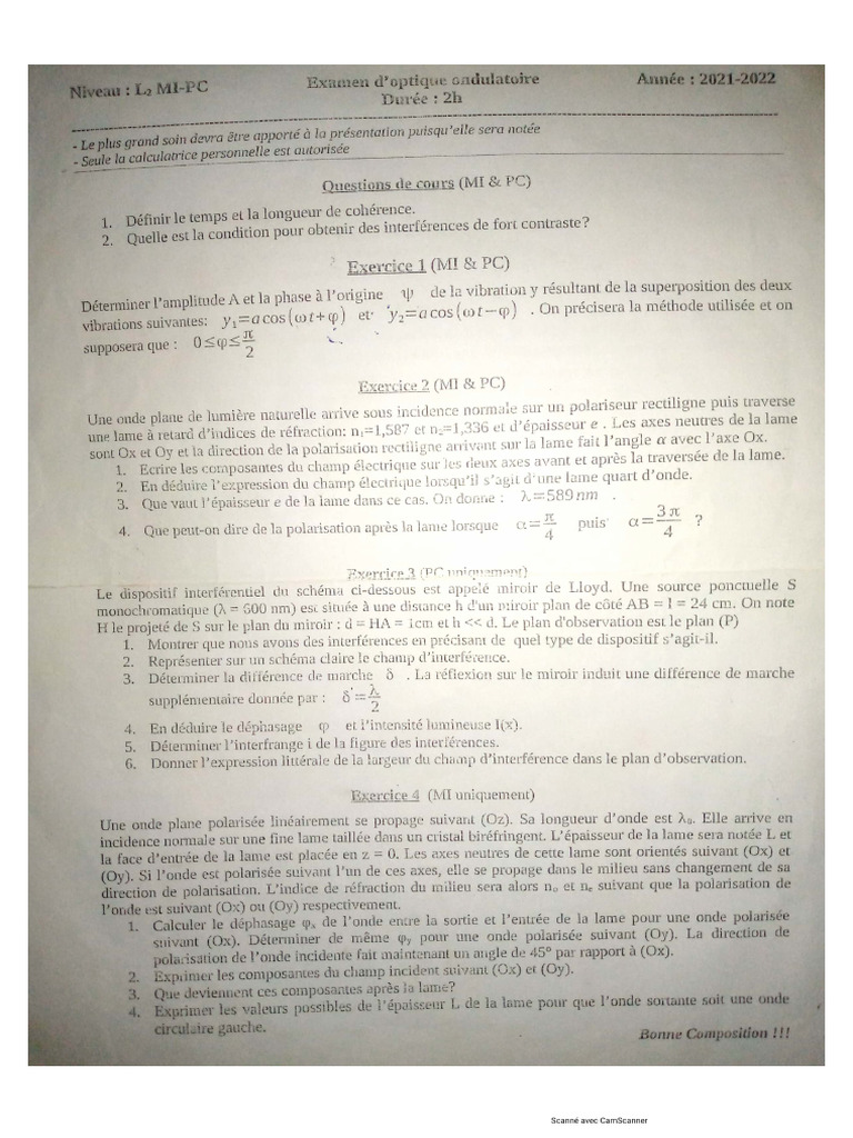 Épreuves PC 2 (2022-2023) - 2 | PDF