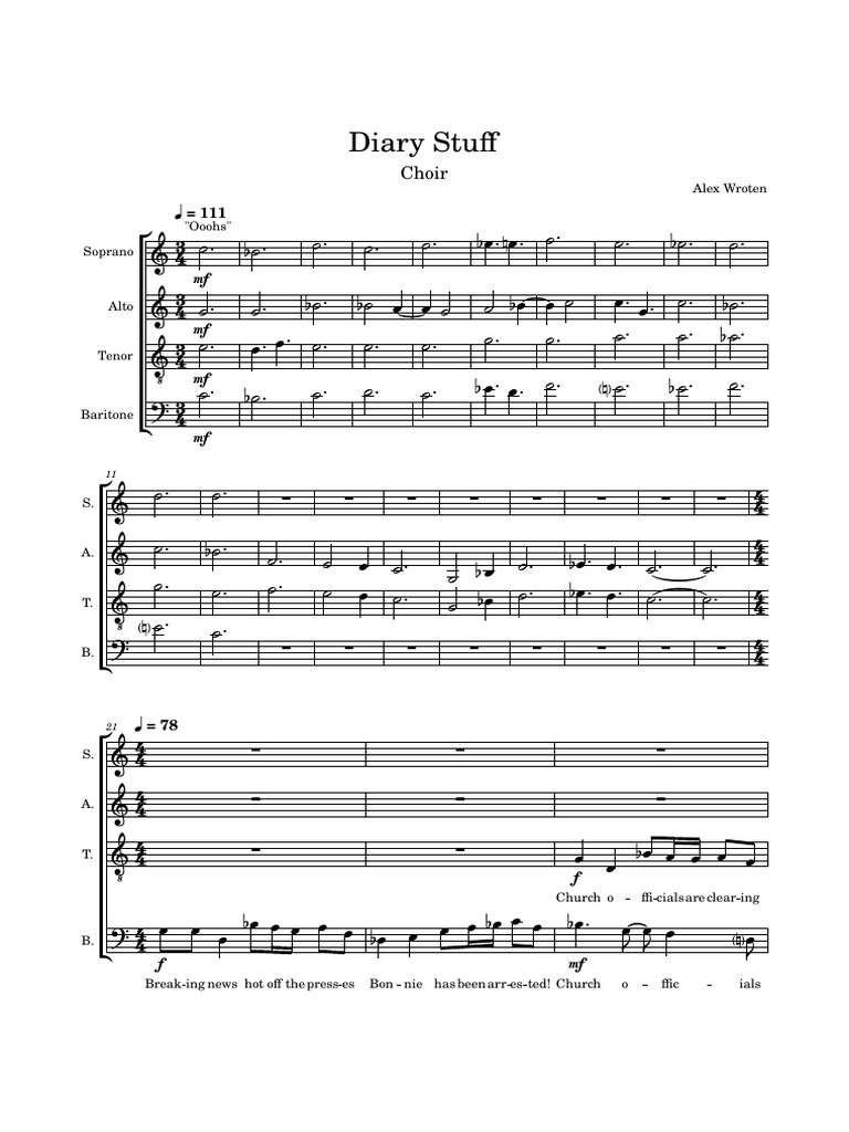 Choir Diary: Vocal Parts Overview | PDF | Woodwind Instruments | Singing