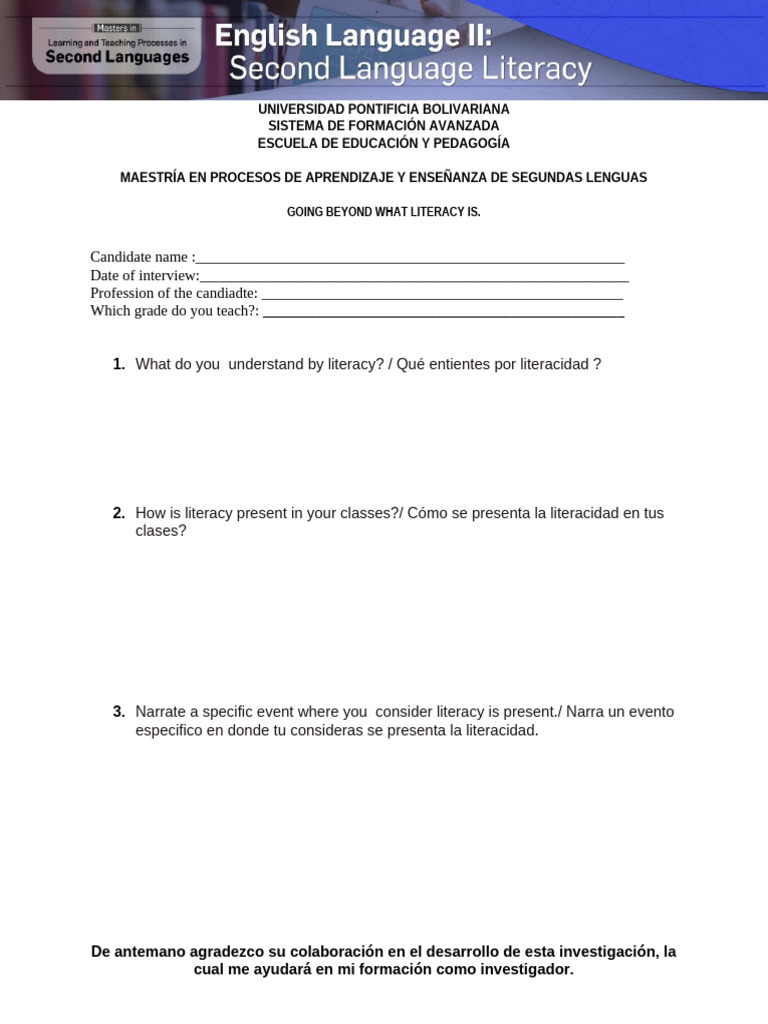 Literacy Interview | PDF