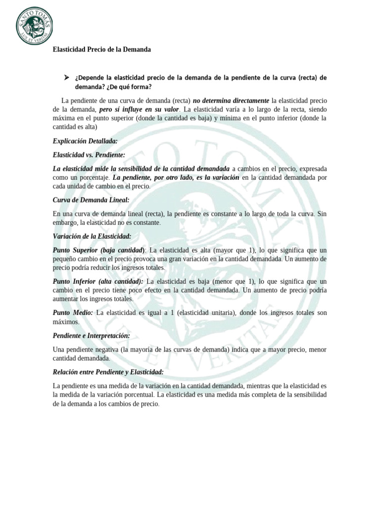 Elasticidad Precio de la Demanda Explicada | PDF | Elasticidad ...