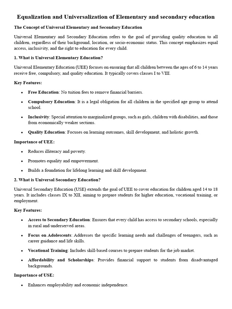 Universalization of Secondary Education | PDF | Schools | Secondary ...