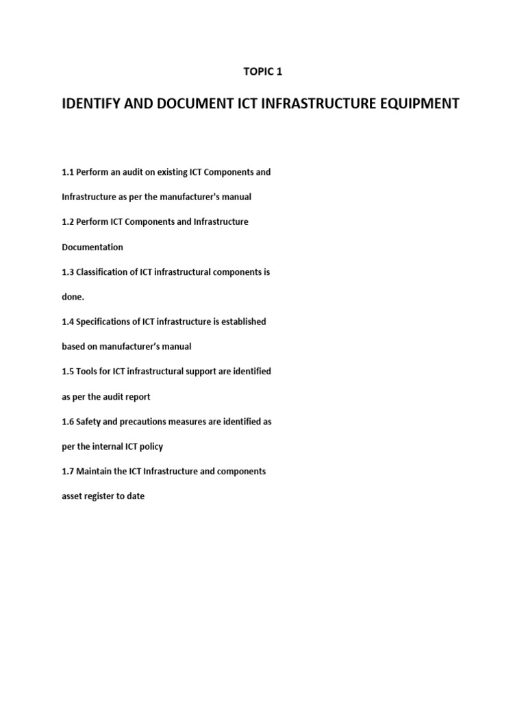 ICT Infrastructure Audit and Documentation Guide | PDF | Computer ...