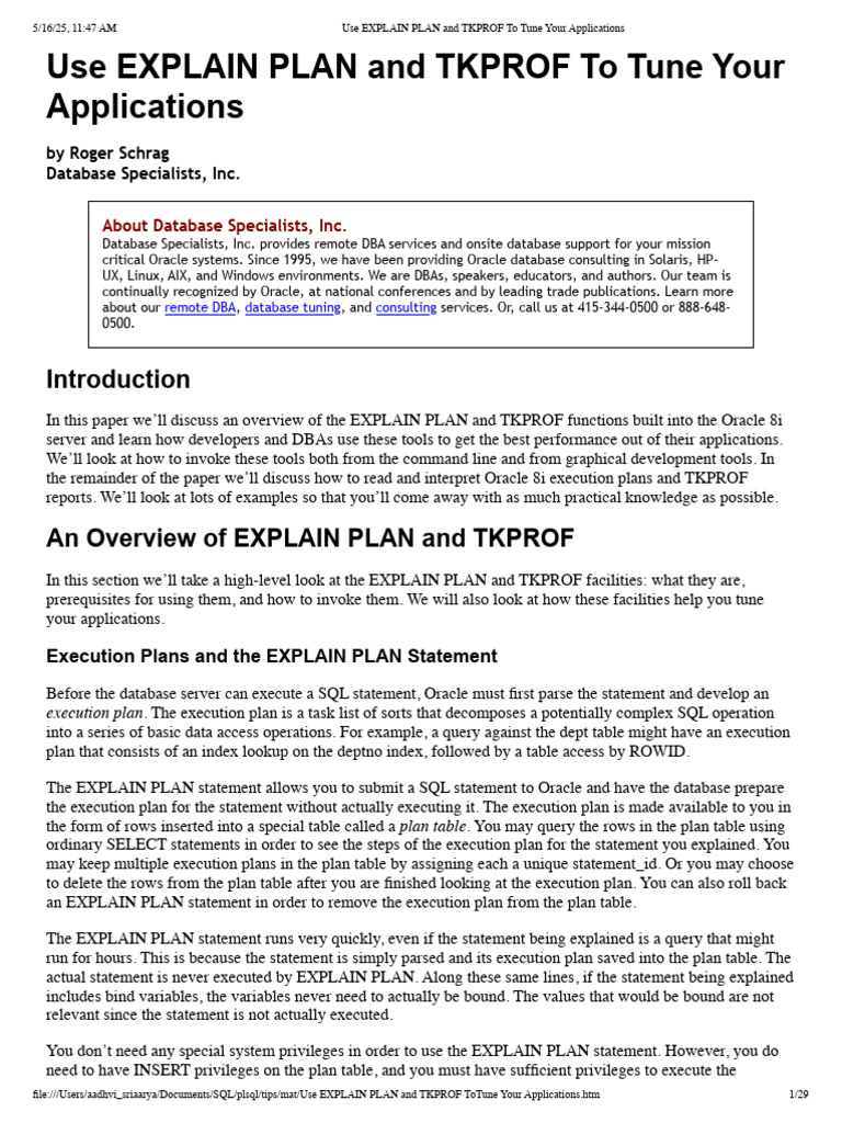 Optimize Oracle Apps with EXPLAIN PLAN & TKPROF | PDF | Database Index ...