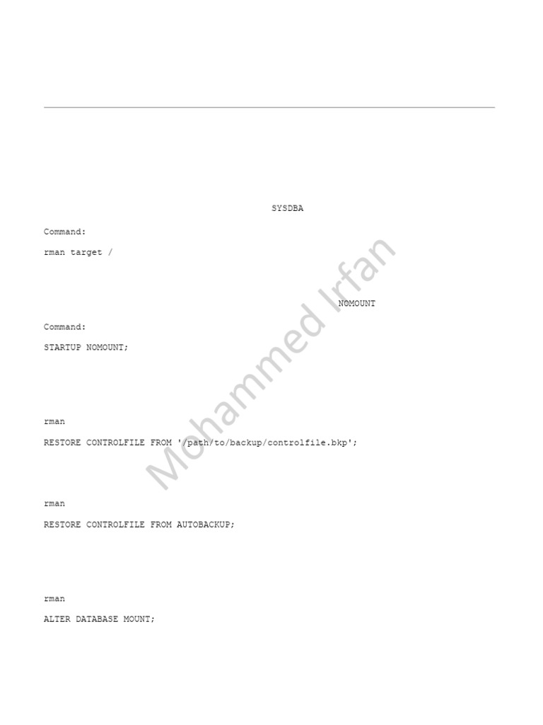 Restoring Oracle Control Files Guide | PDF | Backup | Databases