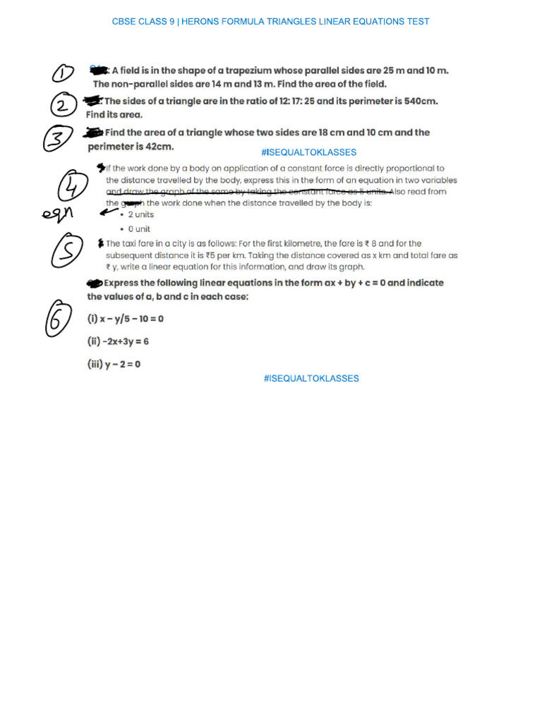 Class 9 Cbse Maths Test 12082024 | PDF