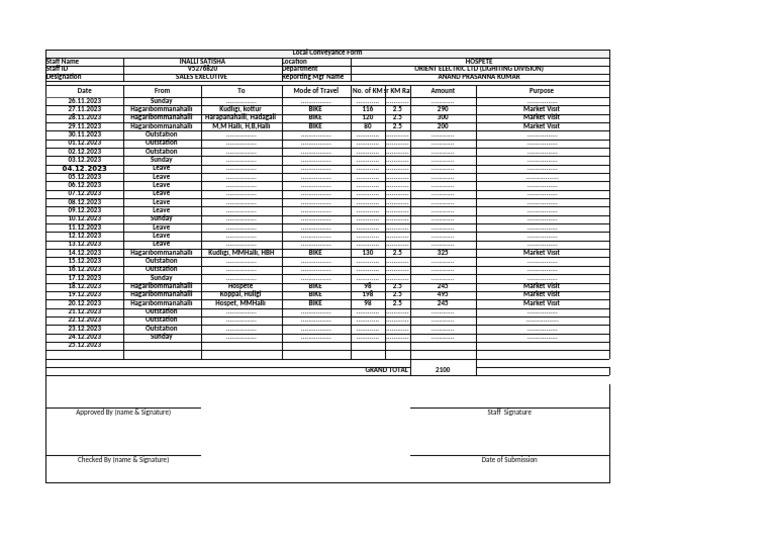 LAS Local Expenses | PDF