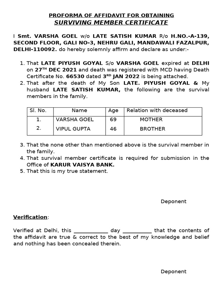 VARSHA SURVIVING AFFIDAVIT | PDF