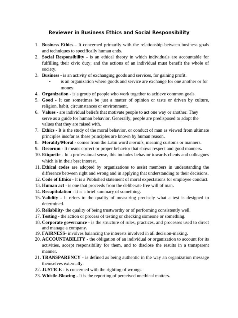 Business Ethics and Social Responsibility Guide | PDF | Morality ...