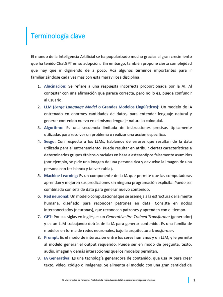 Términos Clave de Inteligencia Artificial | PDF | Inteligencia ...